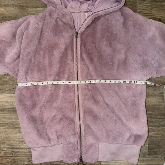 Free People Turn Up Zip Off Lavender Haze Faux Fur Jacket Small Oversized Hooded - Picture 5 of 6